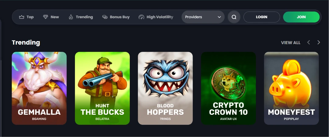 Utvalg av populære spill hos Bitkingz Casino